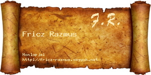 Fricz Razmus névjegykártya